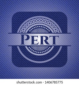Pert emblem with denim texture. Vector Illustration. Detailed.