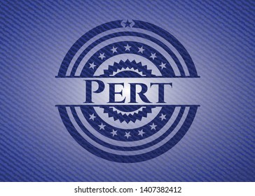 Pert emblem with jean texture. Vector Illustration. Detailed.