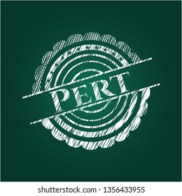 Pert written on a blackboard