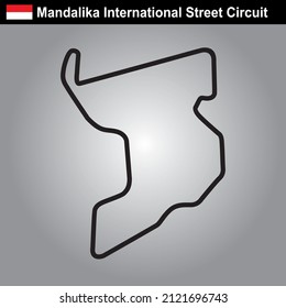 Pertamina Mandalika International Road Circuit. Mandalika Circuit Vector. black line design.