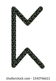 Perth. Ancient Scandinavian runes Futhark. Used in magical scripts, amulets, fortune telling. Scandinavian and Germanic writing. White background