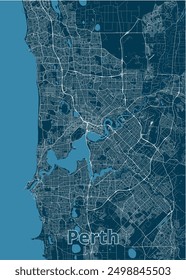 Perth, Australia artistic blueprint map poster