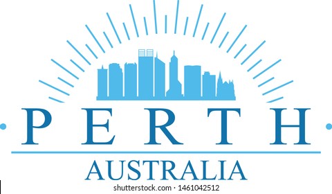 Perth Australia City. Banner Design. City Skyline. Silhouette Vector. Famous Monuments.