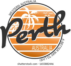 Perth Australia City. Design Vector. logo print design