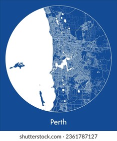 Perth Australia City Map impresión azul Circle vector ilustración