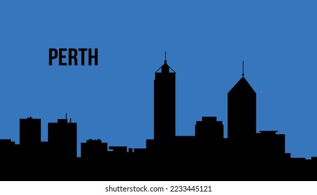 Ilustración vectorial de silueta de la ciudad de Perth Australia