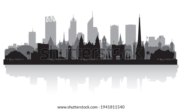 Perth Australia City Skyline Vector Silhouette Stock Vector (Royalty ...