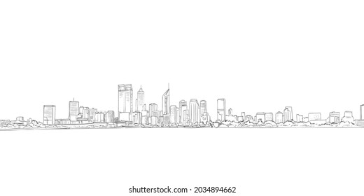 Perth. Australia. Hand drawn vector illustration.