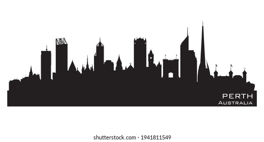 Perth Australia skyline Detailed vector silhouette