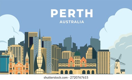 Perth Austrália plano de fundo de viagem ilustração
