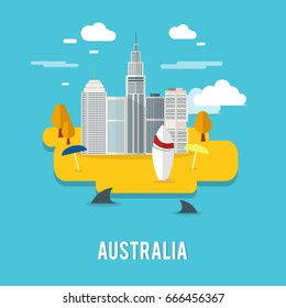 Perth capital city populous city in Australia illustration design