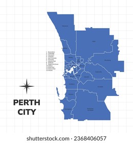 Perth City Map Illustration. Karte der Stadt in Australien