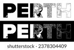 Perth City Name (, Australia) with black white city map illustration vector