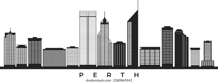 Perth city skyline silhouette illustration in vector format