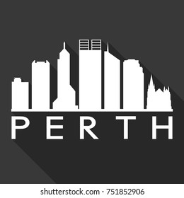 Perth Flat Icon Skyline Silhouette Design City Vector Art Famous Buildings.