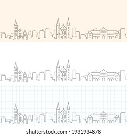 Perth Hand Drawn Profile Skyline