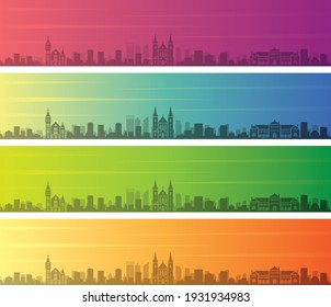 Perth Multiple Color Gradient Skyline Banner