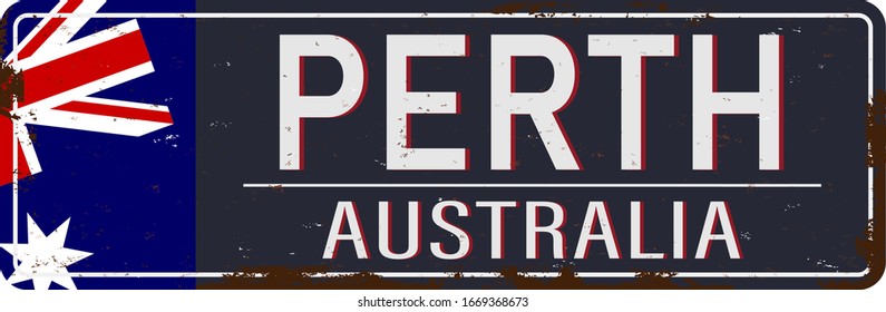 Ilustración vectorial azul de signo de carretera Perth, tabla de carretera