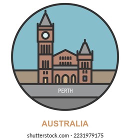 Perth. Sities and towns in Australia. Flat landmark