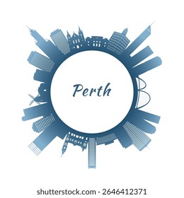 skyline de Perth com edifícios coloridos. Estilo circular. Ilustração do vetor de estoque