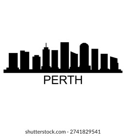 Perth skyline illustrated in vector on white background
