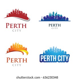 Perth Skyline Landscape Silhouette Travel Logo
