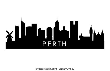 Perth skyline silhouette. Black Perth city design isolated on white background. 