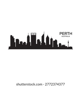 perth skyline silhouette on white background high quality