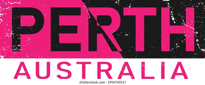 Perth WA, Australia Logo. Adventure Landscape Design Vector City Illustration.