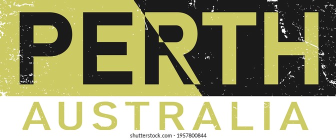 Perth WA, Australia Logo. Adventure Landscape Design Vector City Illustration.
