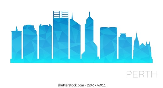 Perth, WA, Australia Low Poly Skyline Clip Art City Design. Geometric Polygon Graphic Horizon Icon. Vector Illustration Symbol.