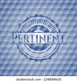 Pertinent blue emblem or badge with abstract geometric pattern background. Vector Illustration. Detailed. 