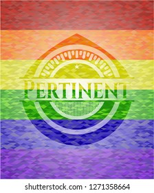 Pertinent emblem on mosaic background with the colors of the LGBT flag