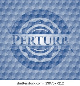Perturb blue hexagon badge. Vector Illustration. Detailed.