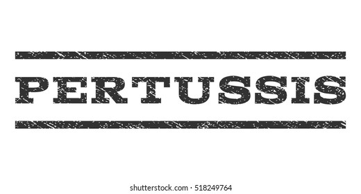 Pertussis watermark stamp. Text caption between horizontal parallel lines with grunge design style. Rubber seal stamp with scratched texture. Vector gray color ink imprint on a white background.