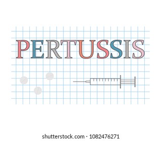 pertussis word on checkered paper sheet- vector illustration