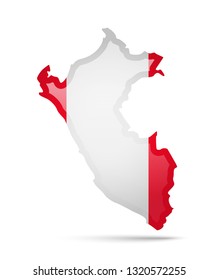 Peru alestine flag and outline of the country on a white background. Vector illustration.
