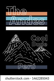 peru the andes cool dude,t-shirt design fashion vector illustration