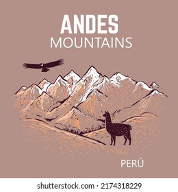 peru andes mountain range vector