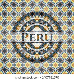 Peru arabic badge background. Arabesque decoration.