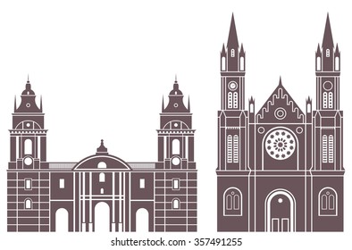 Peru architecture. Abstract buildings on white background