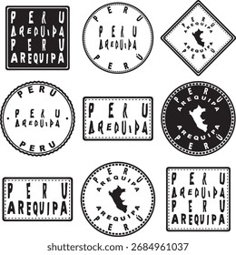 Peru Arequipa Round Seal Map Design