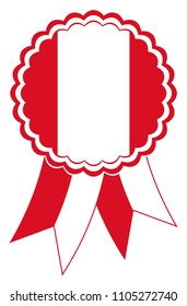 Peru Award Ribbon vector in the original national colors red and white.
Representing Republic of Peru in South America.
