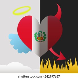 Peru background of a heart half demon half angel