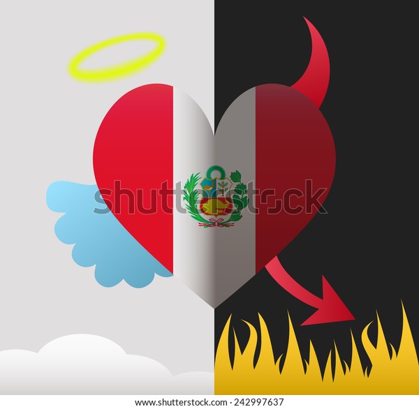 Peru Background Heart Half Demon Half Stock Vector Royalty Free 242997637