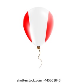 Peru balloon with flag. Bright Air Ballon in the Country National Colors. Country Flag Rubber Balloon. Vector Illustration.