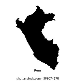 Peru black map,border with name of country