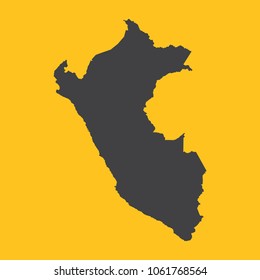 Peru black map,border on orange background. Vector illustration.