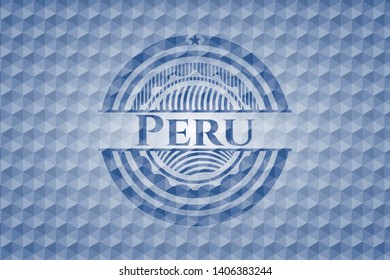 Peru blue emblem with geometric background. Vector Illustration. Detailed.