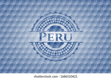 Peru blue hexagon emblem. Vector Illustration. Detailed.